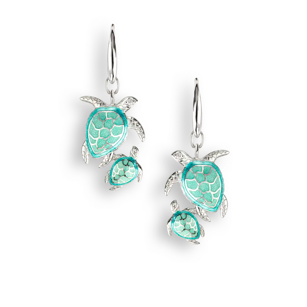 Green Turtle Wire Earrings