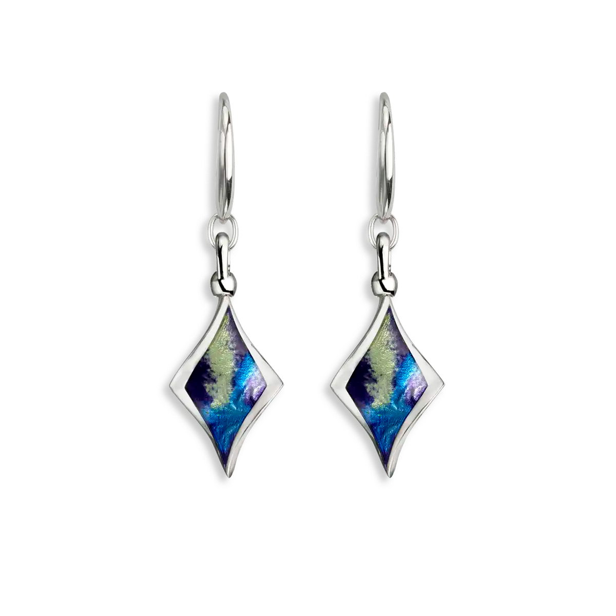 Blue Color Aurora Diamond Twist Wire Earrings