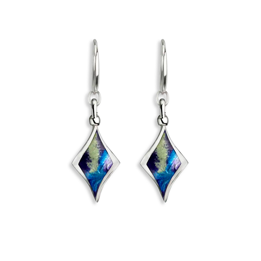 Blue Color Aurora Diamond Twist Wire Earrings