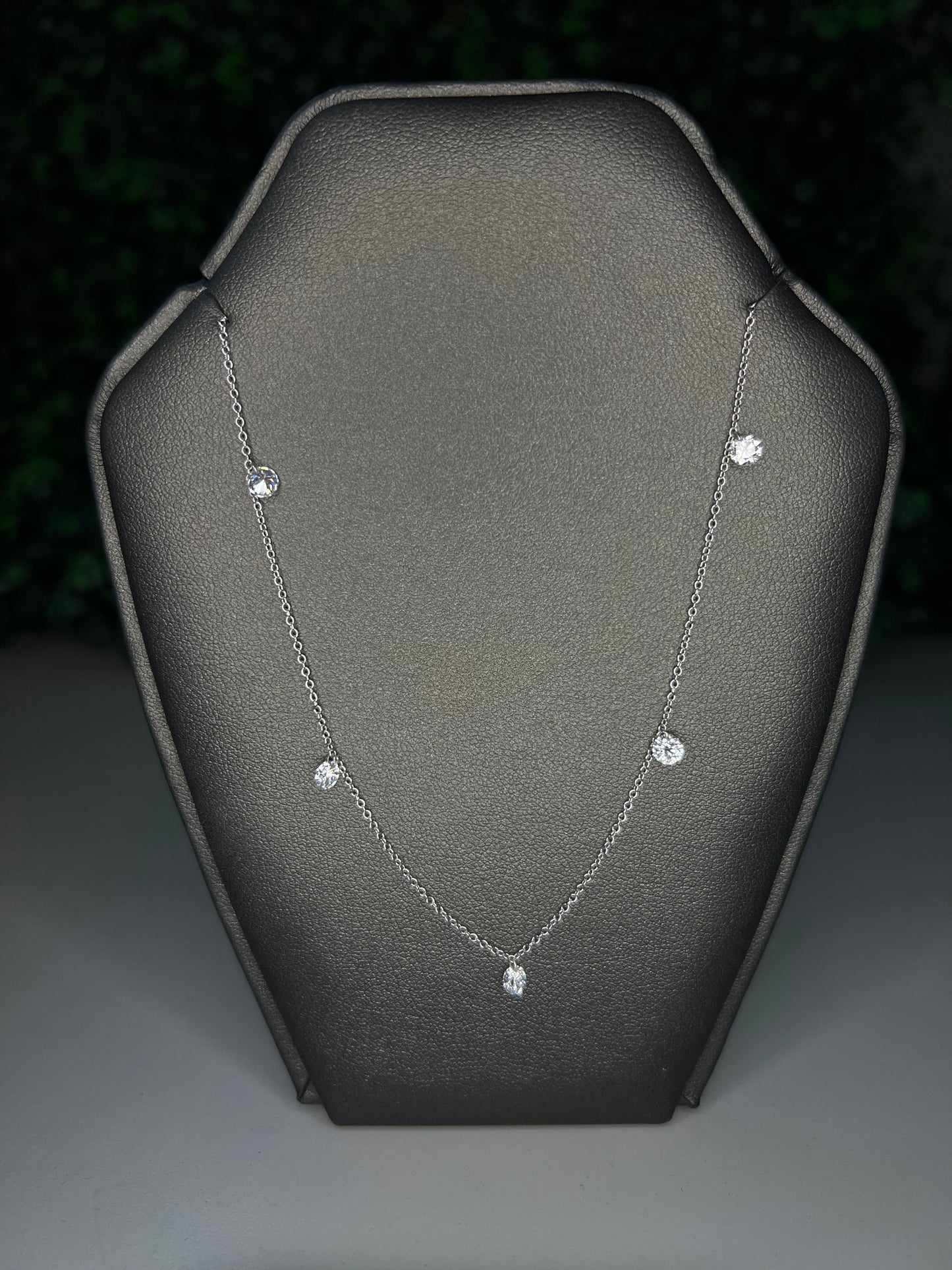 14KW Drilled Lab Round Diamond Necklace