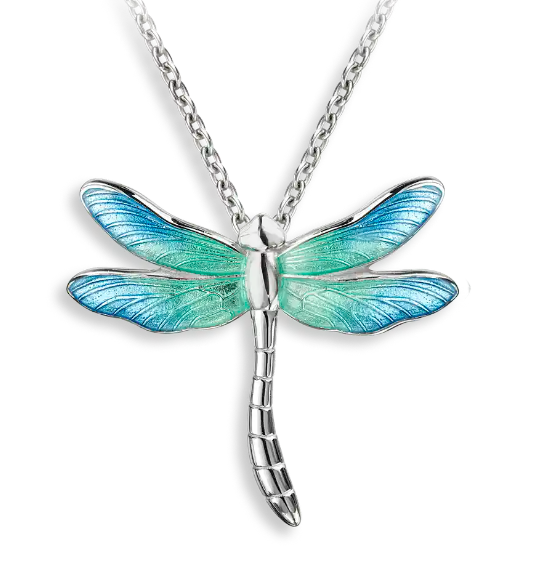 Blue and Green Dragonfly Necklace