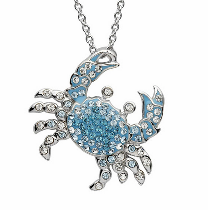 Blue Swarovski Crystal Crab Necklace