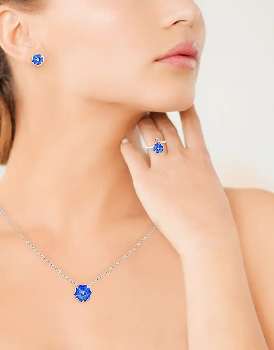 Blue Rose Necklace