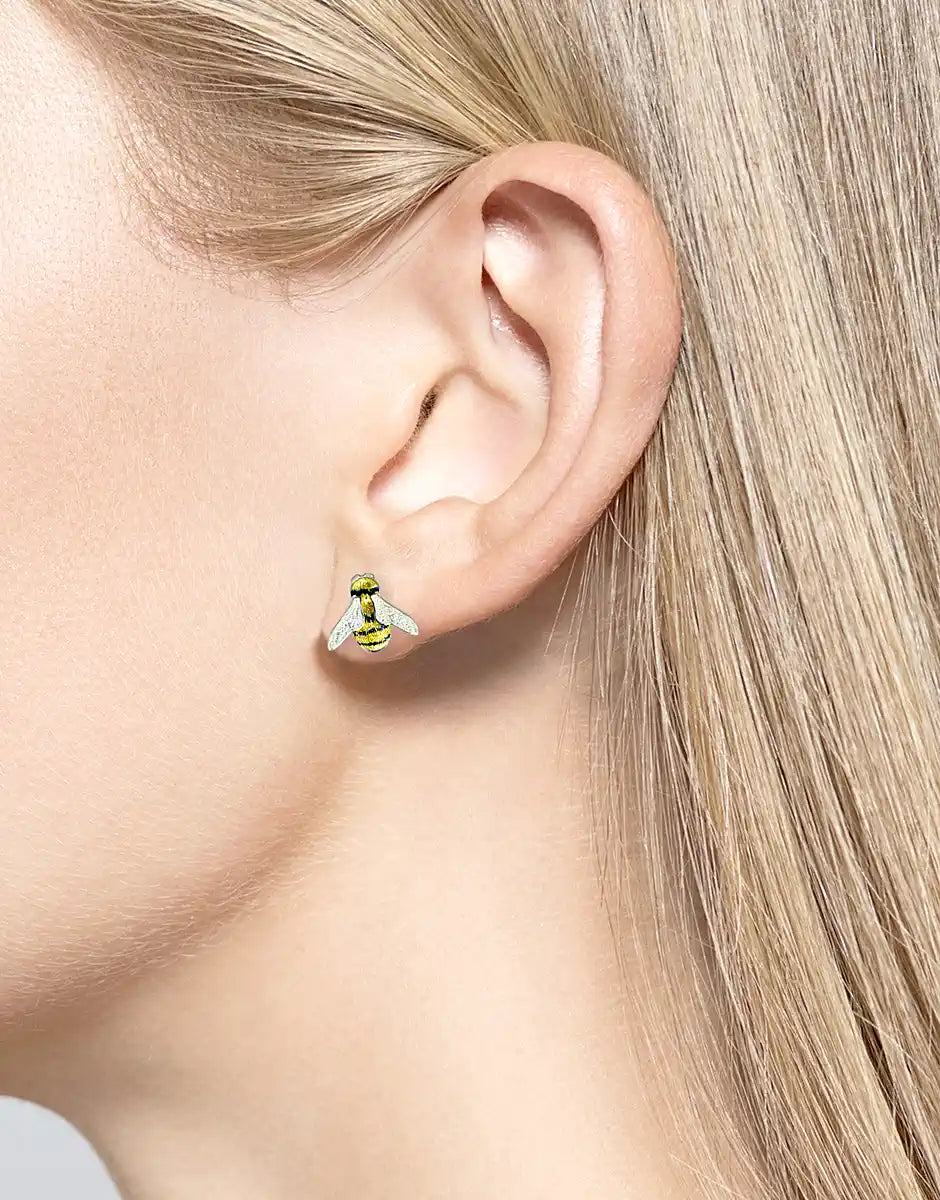Yellow Honey Bee Post Earrings