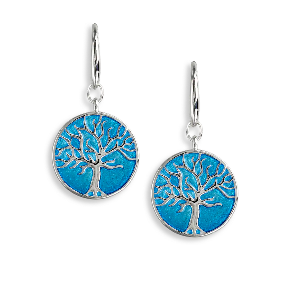 Blue Tree of Life Wire Earrings