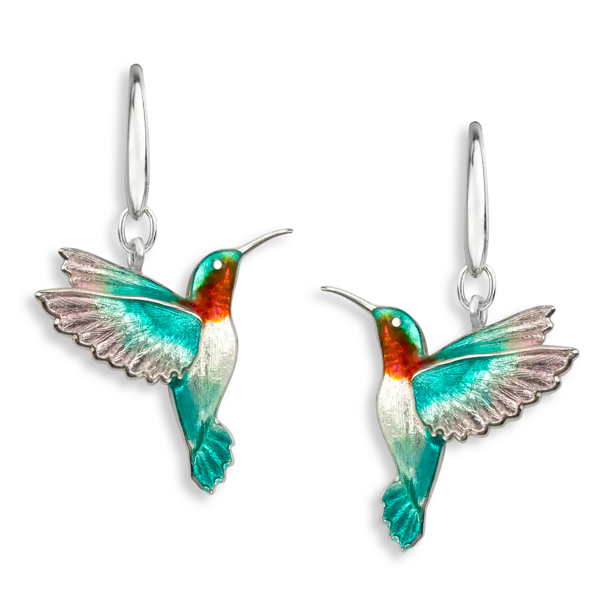 Sterling Silver Turquoise Hummingbird Lever Back Earrings