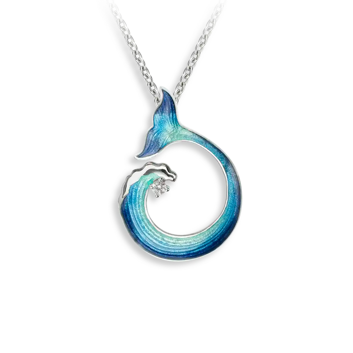 Blue Wave and Tail Necklace