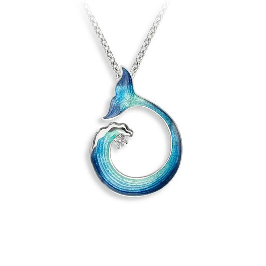 Blue Wave and Tail Necklace