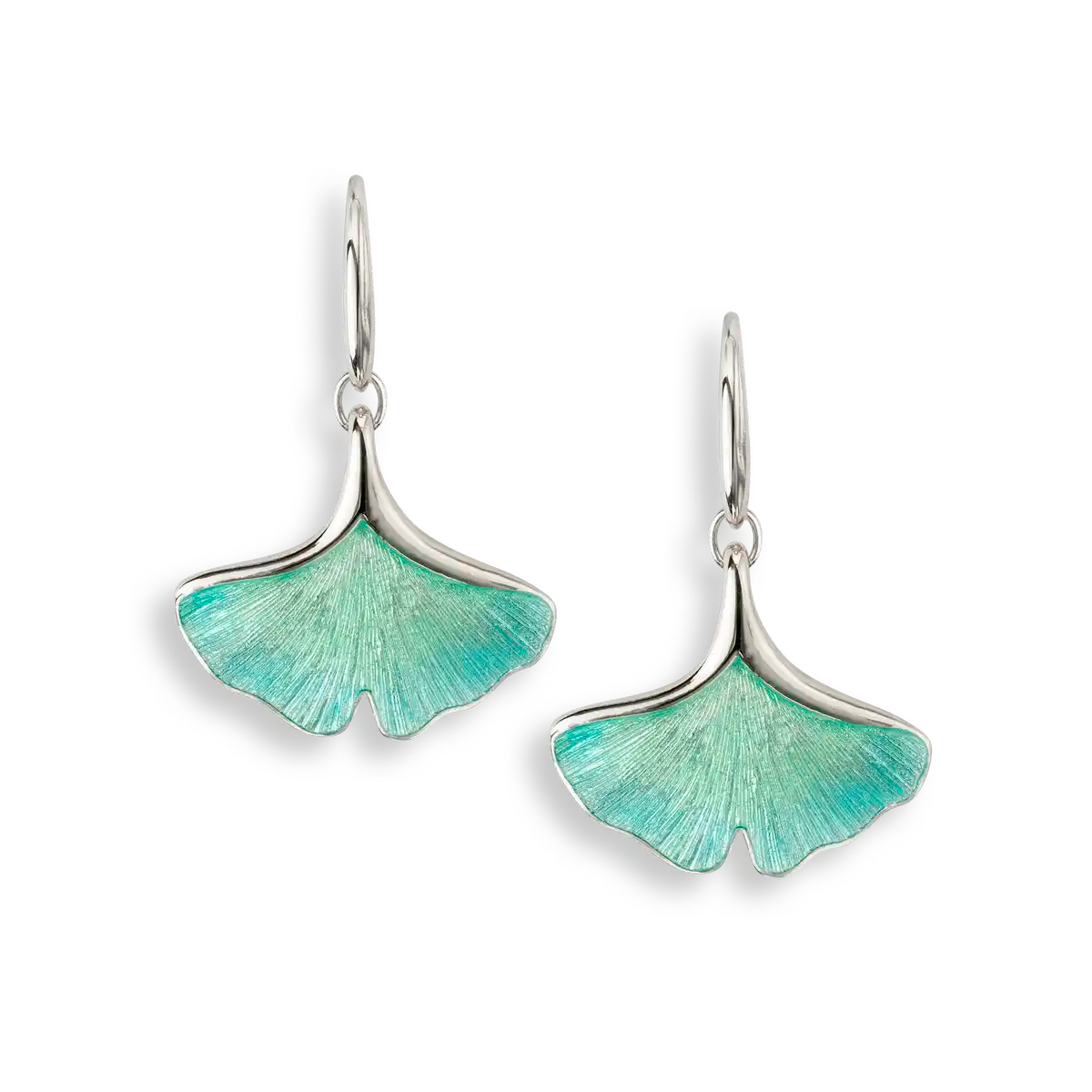 Turquoise Ginko I-Leaf Wire Earrings