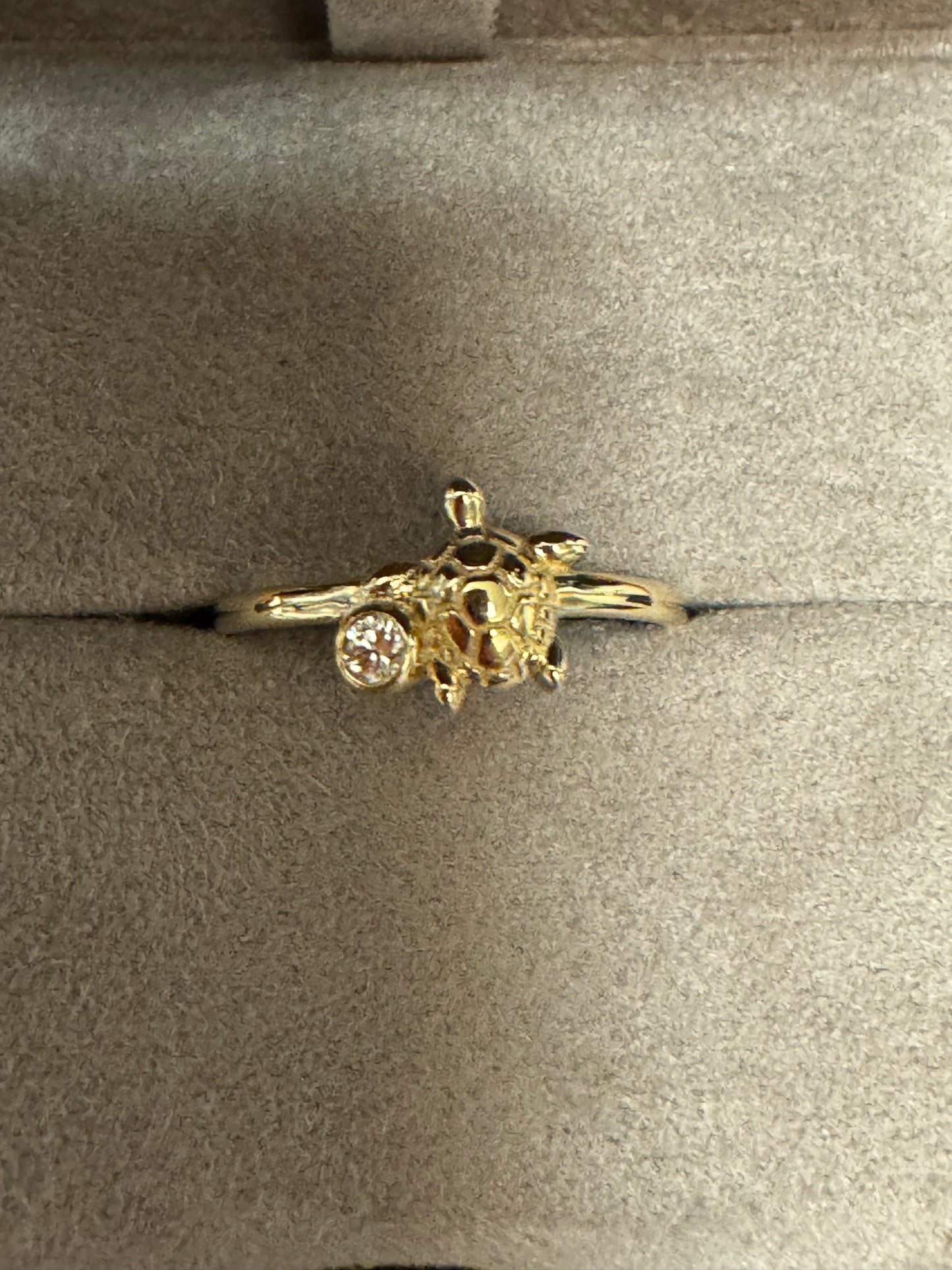 14K Turtle Ring with Diamond
