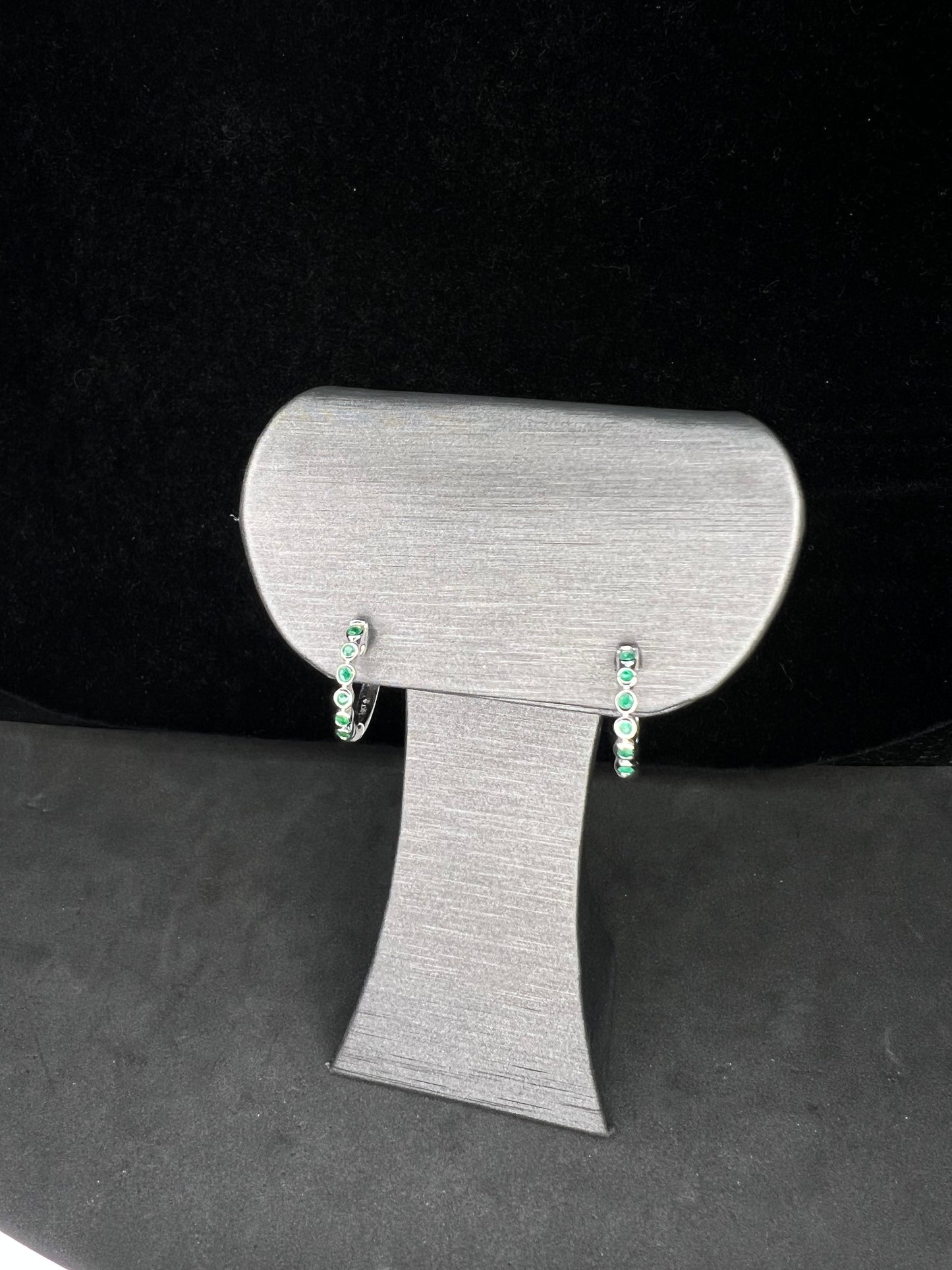 14KW 0.15CTTW Emerald Huggie Earrings
