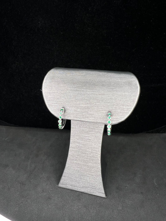 14KW 0.15CTTW Emerald Huggie Earrings
