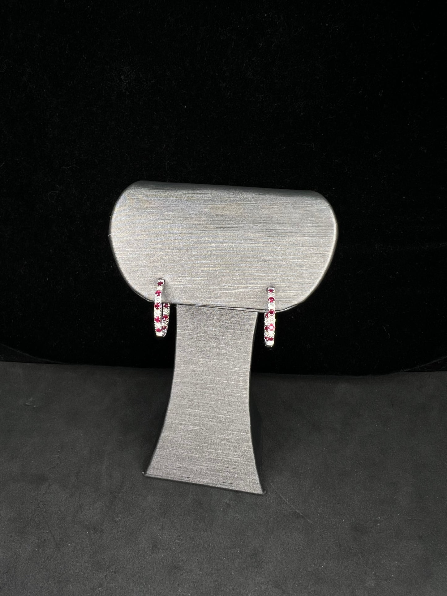 14KW Ruby and Diamond Huggie Earrings