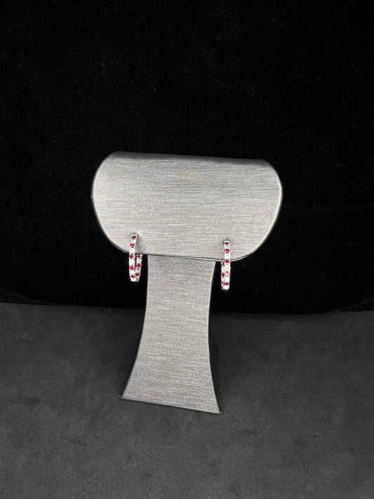 14KW Ruby and Diamond Huggie Earrings