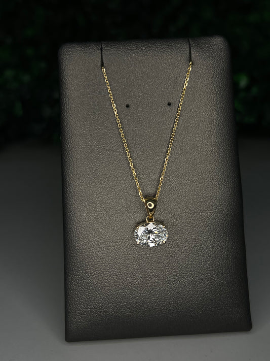 14K Oval Lab-Grown Diamond Necklace
