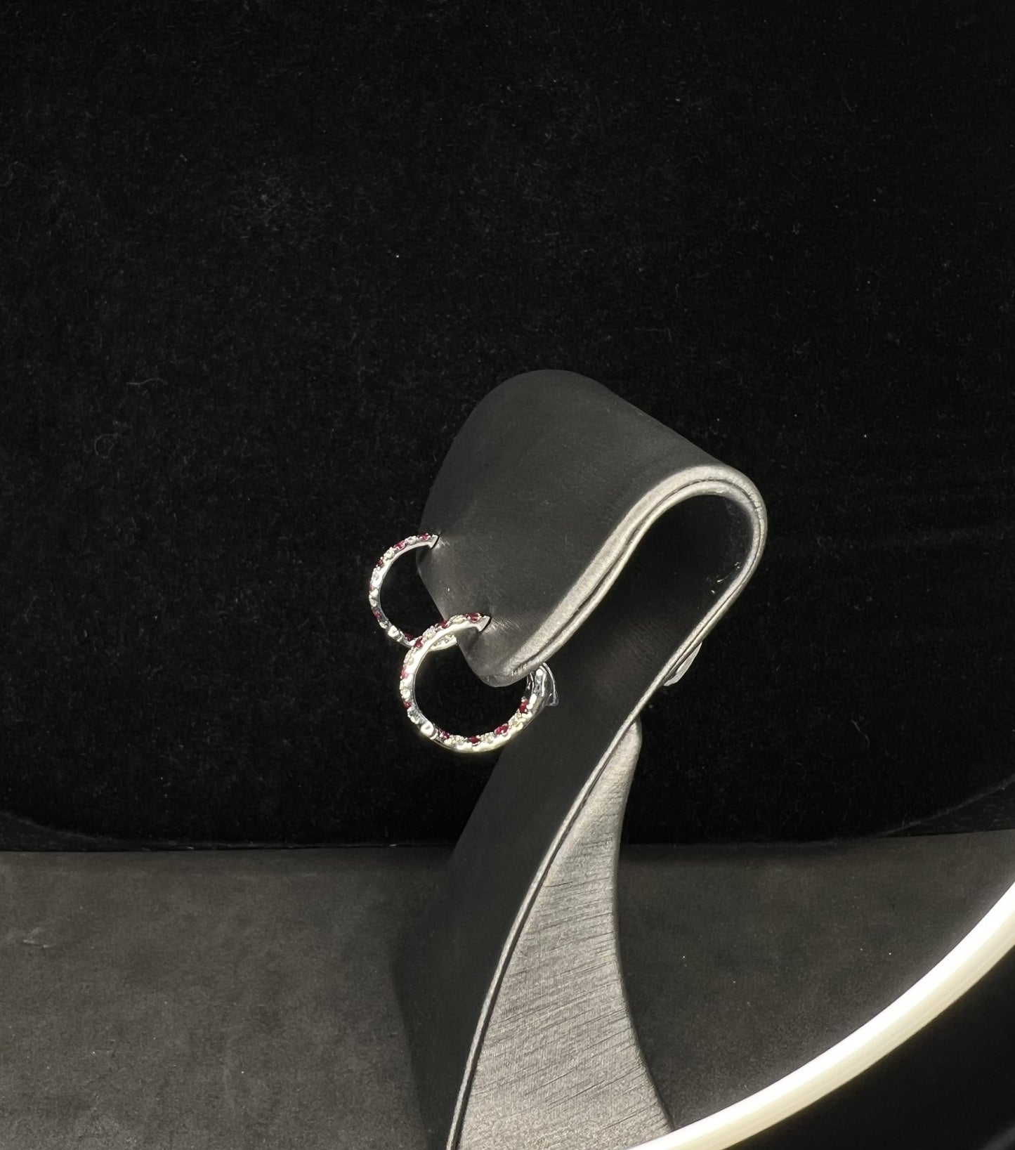 14KW Ruby and Diamond Huggie Earrings
