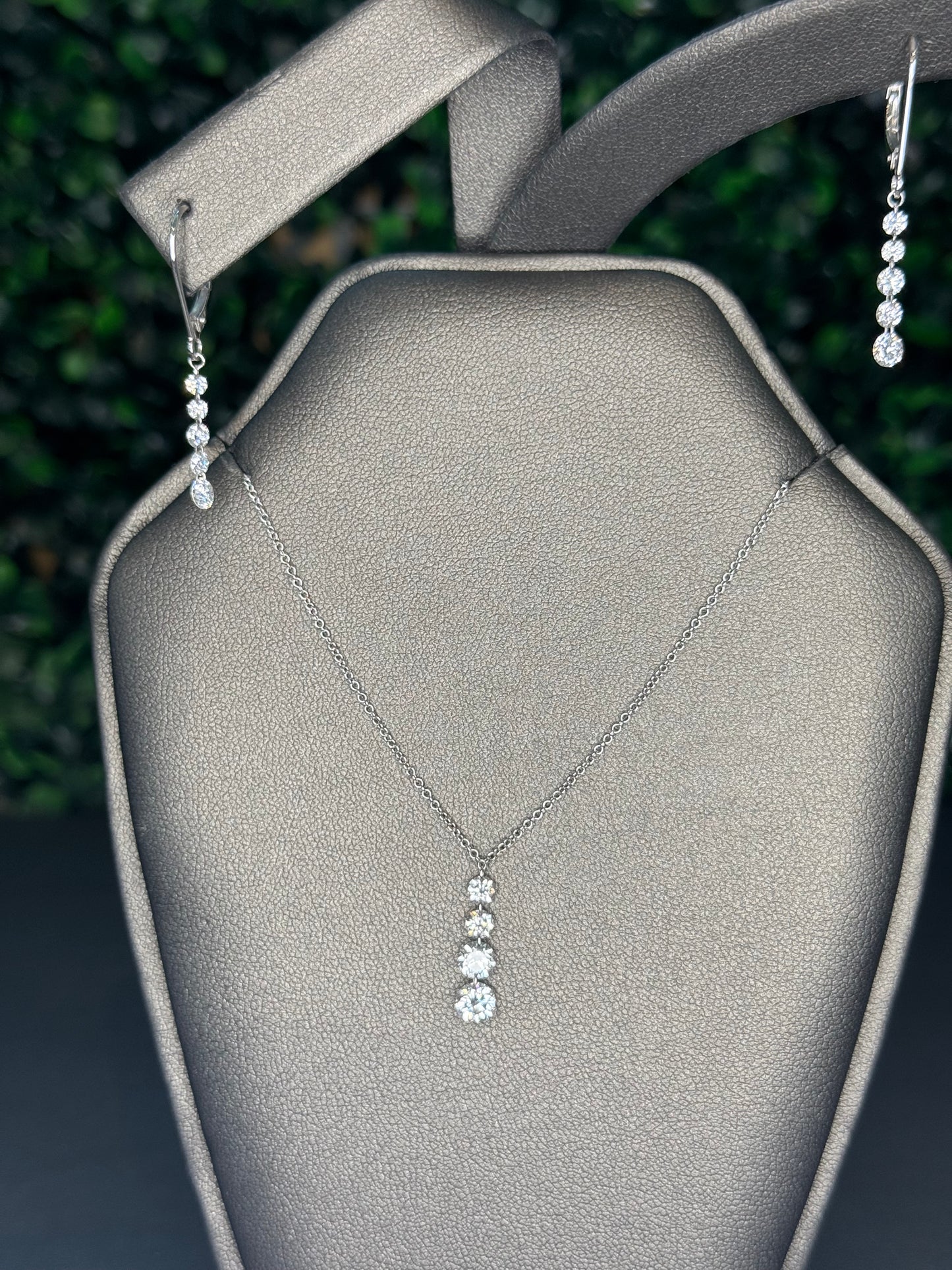 14KW Graduated Drop Lab Diamond Earring/Necklace Set