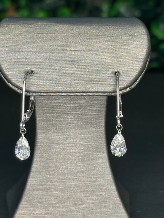 14KW Drilled Lab-Grown Pear Diamond Earrings