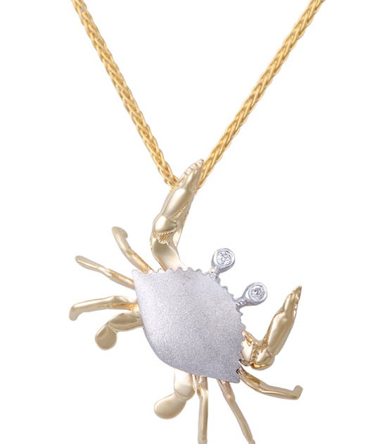 14K 2-Tone Crab Pendant with 0.01CT Diamonds