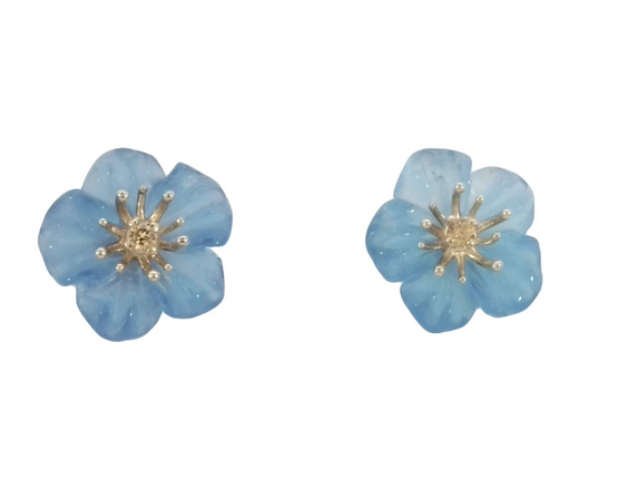14K Forget Me Not with Yellow Sapphire Earrings