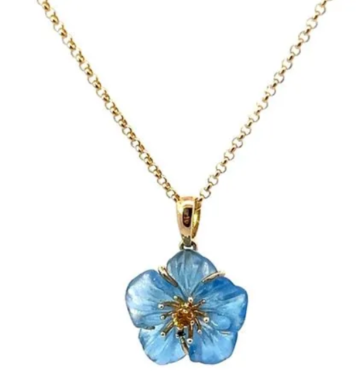 14K Forget Me Not with Yellow Sapphire Pendant