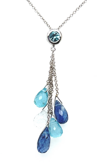 Precious Silver Tassel Necklace with Gemstones