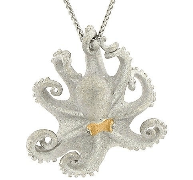 Precious Silver Octopus Pendant with 18KY Eye
