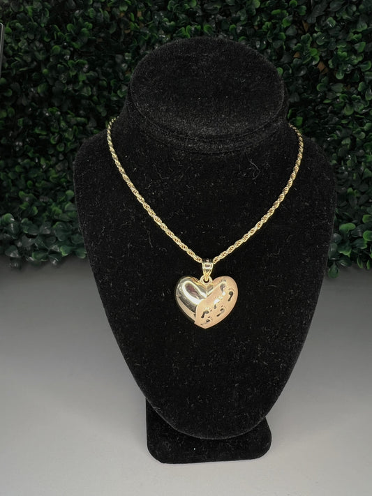 14KY Footprint Heart Pendant