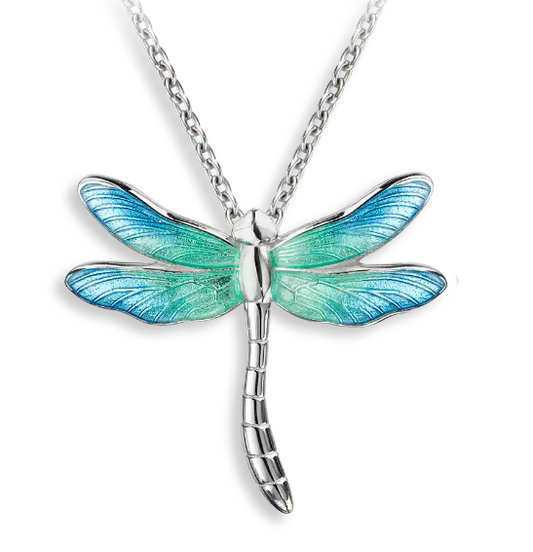 Blue and Green Dragonfly Necklace