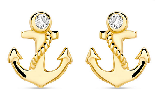 14K Diamond Anchor Earrings
