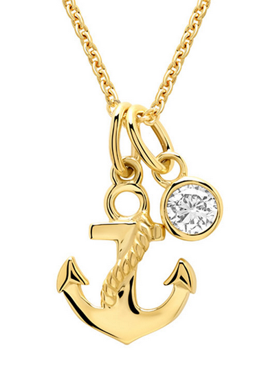 14K Anchor Necklace with Diamond