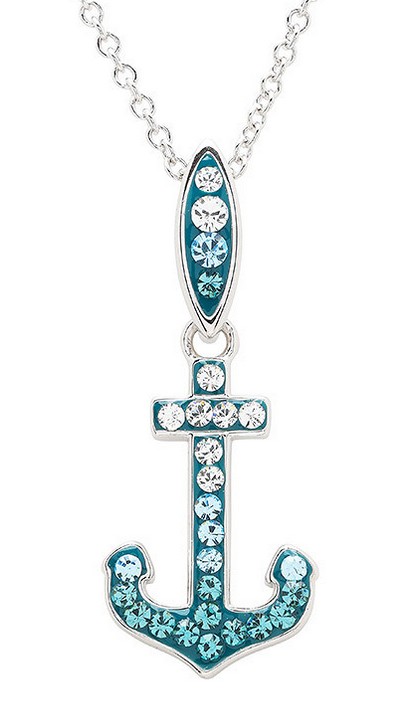 Blue Swarovski Crystal Anchor Necklace
