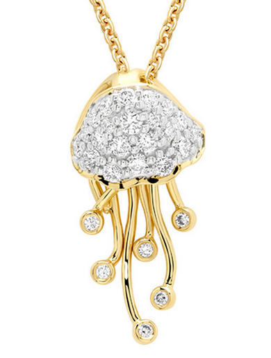 14KY Diamond Jellyfish Necklace
