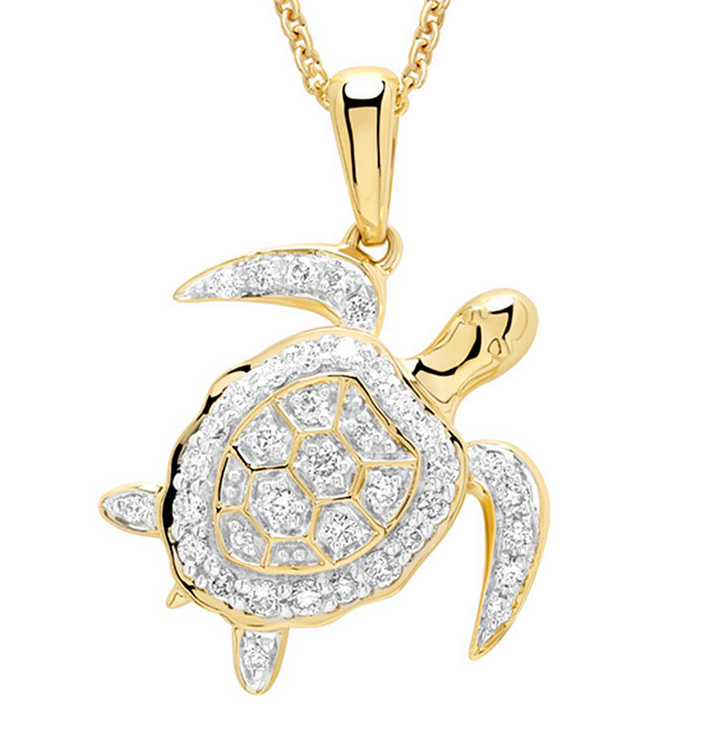 14K Diamond Turtle Necklace