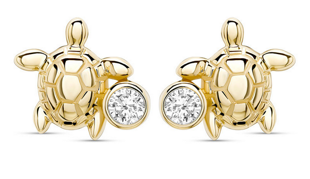 14KY Diamond Turtle Post Earrings