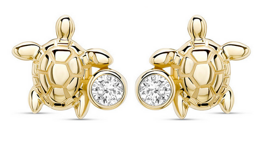 14KY Diamond Turtle Post Earrings