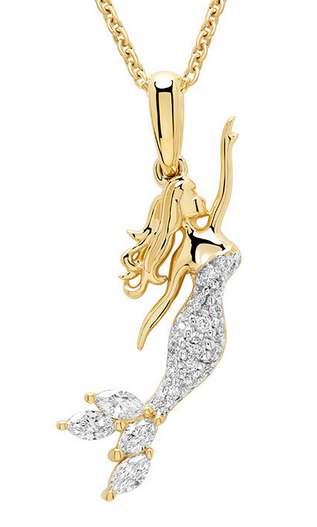 14K Diamond Mermaid Necklace