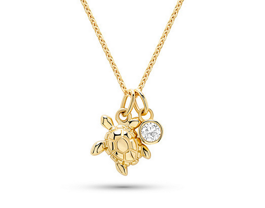 14K Diamond Turtle Necklace