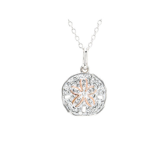 Sterling Silver White Crystal Sand Dollar Mini Necklace