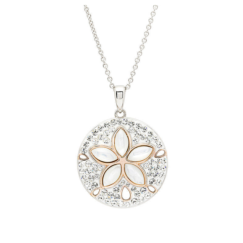 Sterling Silver White Crystal Sand Dollar Necklace