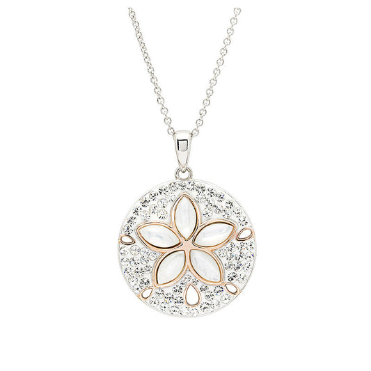 Sterling Silver White Crystal Sand Dollar Necklace