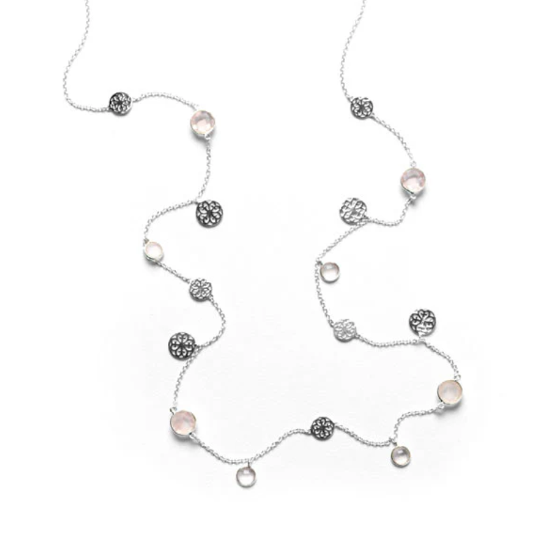 Southern Gates Rose Quartz Heart Scroll Necklace