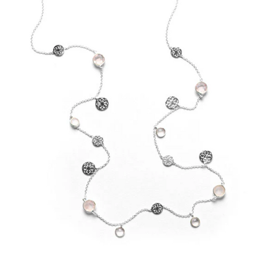 Southern Gates Rose Quartz Heart Scroll Necklace