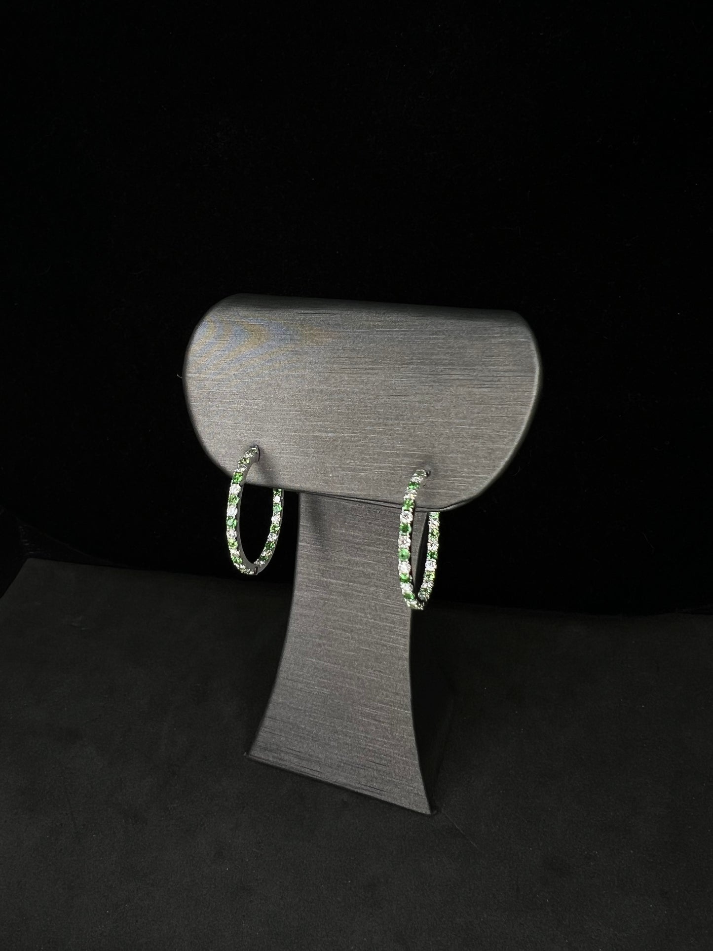 14KW Diamond and Tsavorite "Inside and Out" Hoops