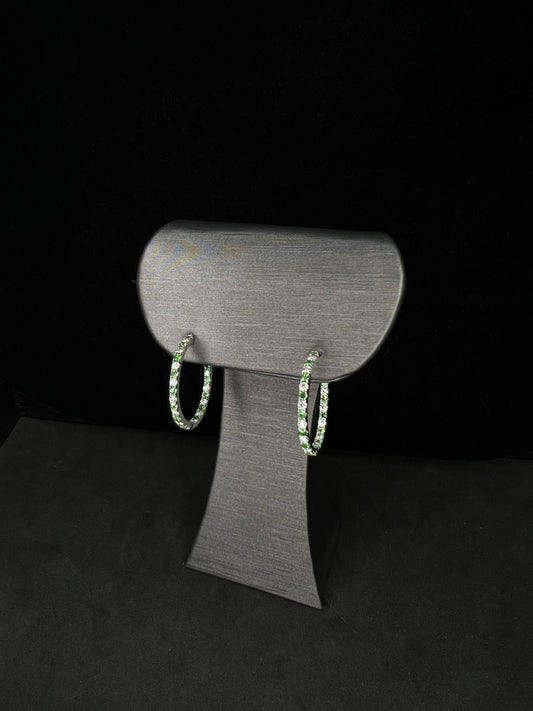 14KW Diamond and Tsavorite "Inside and Out" Hoops