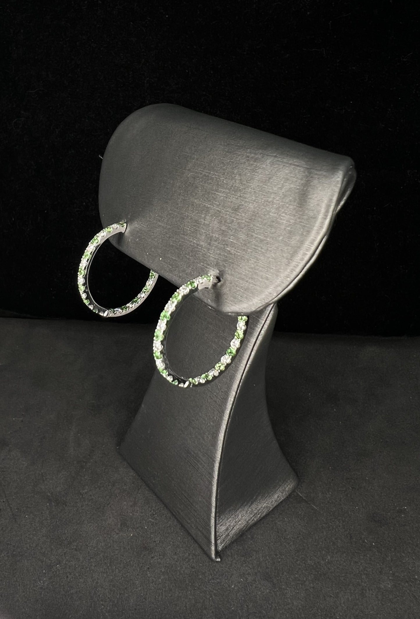 14KW Diamond and Tsavorite "Inside and Out" Hoops