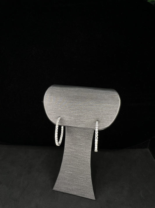14KW 22mm 1.0 CTT "Inside and Out" Diamond Hoop Earrings