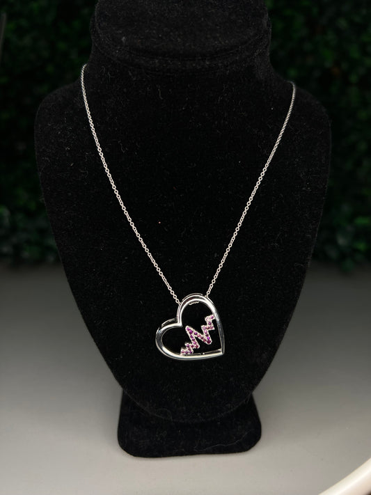 10KW Purple Diamond Heartbeat Necklace