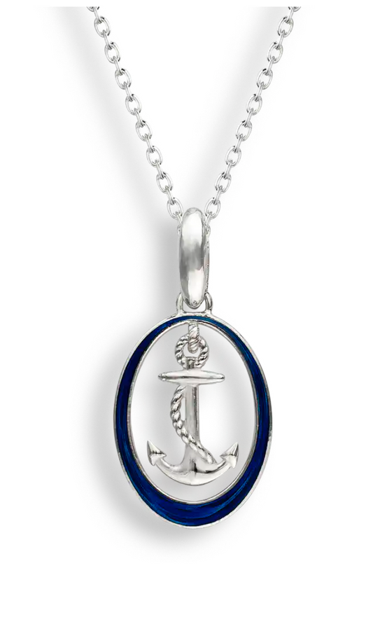 Sterling Silver Blue Anchor Pendant