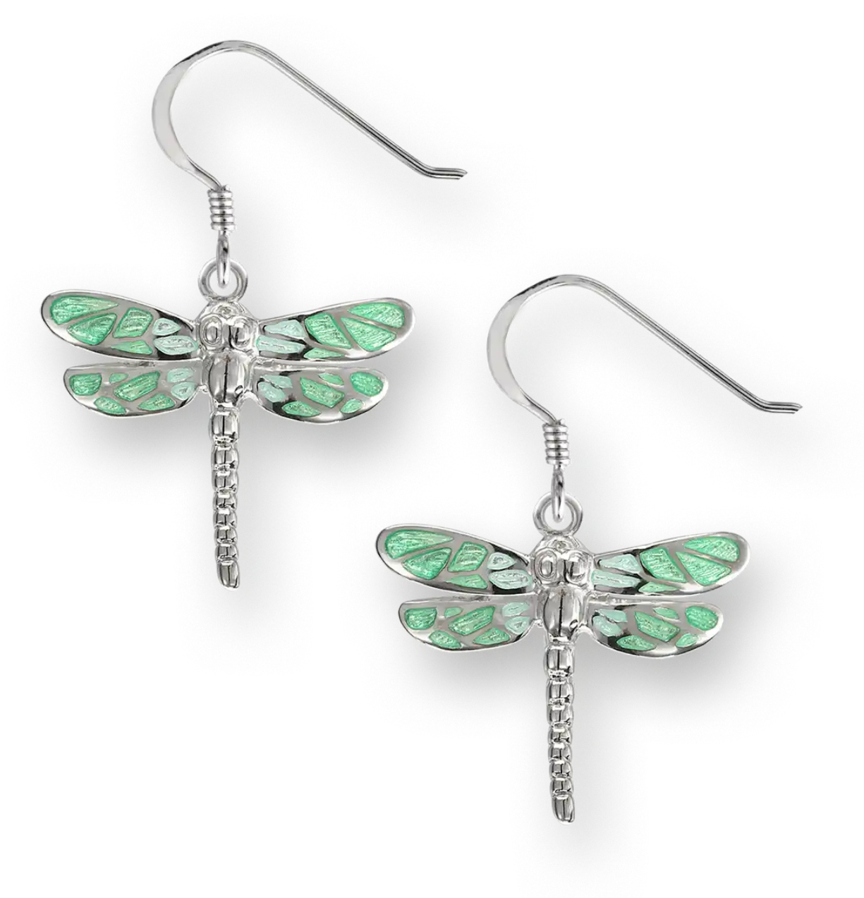 Blue or Green Enamel Dragonfly Earrings